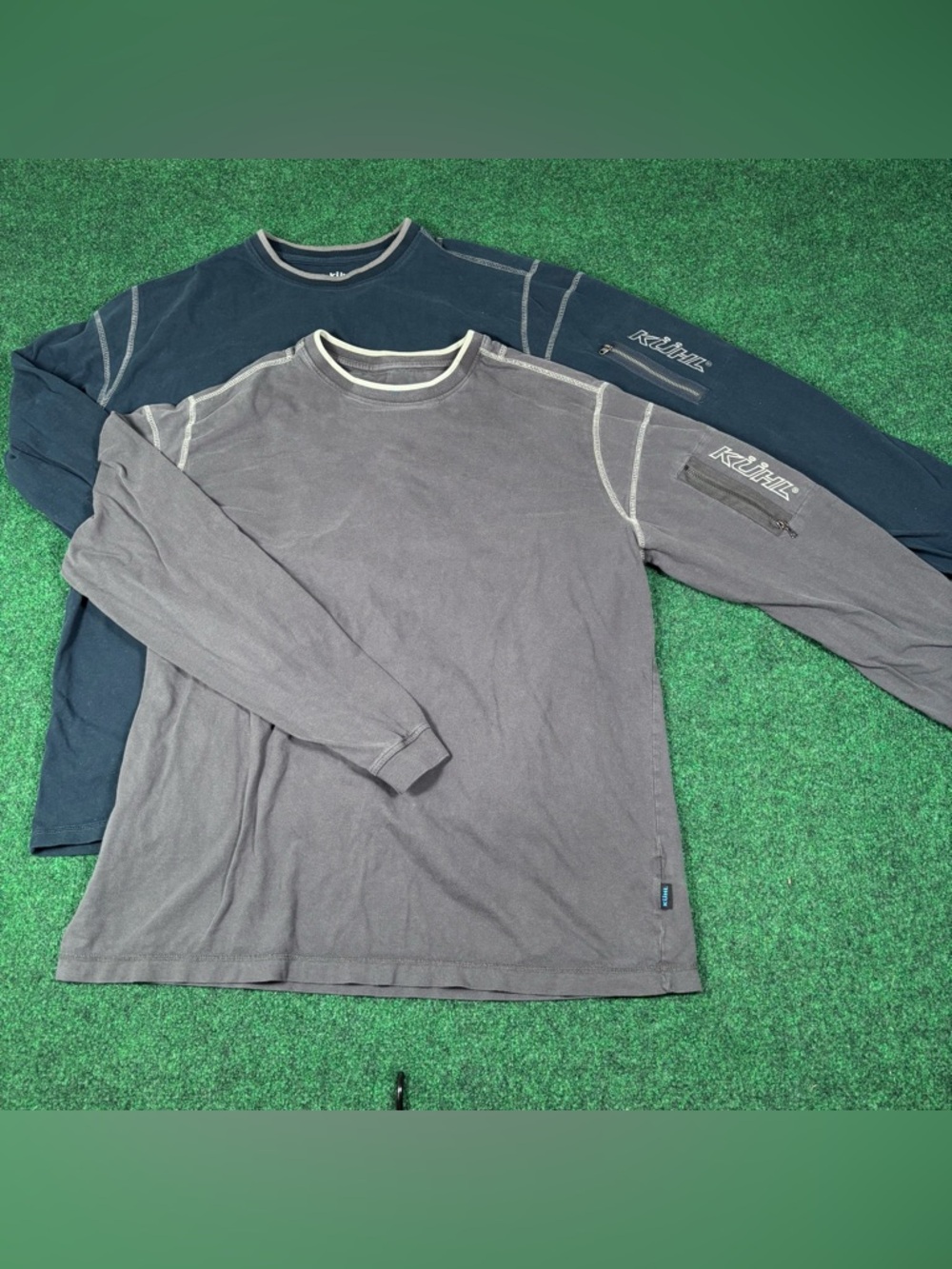 Lot Of 2 Kuhl Kommando Long Sleeve Mid-Weight Crew Cotton Gray/Blue Men's XL